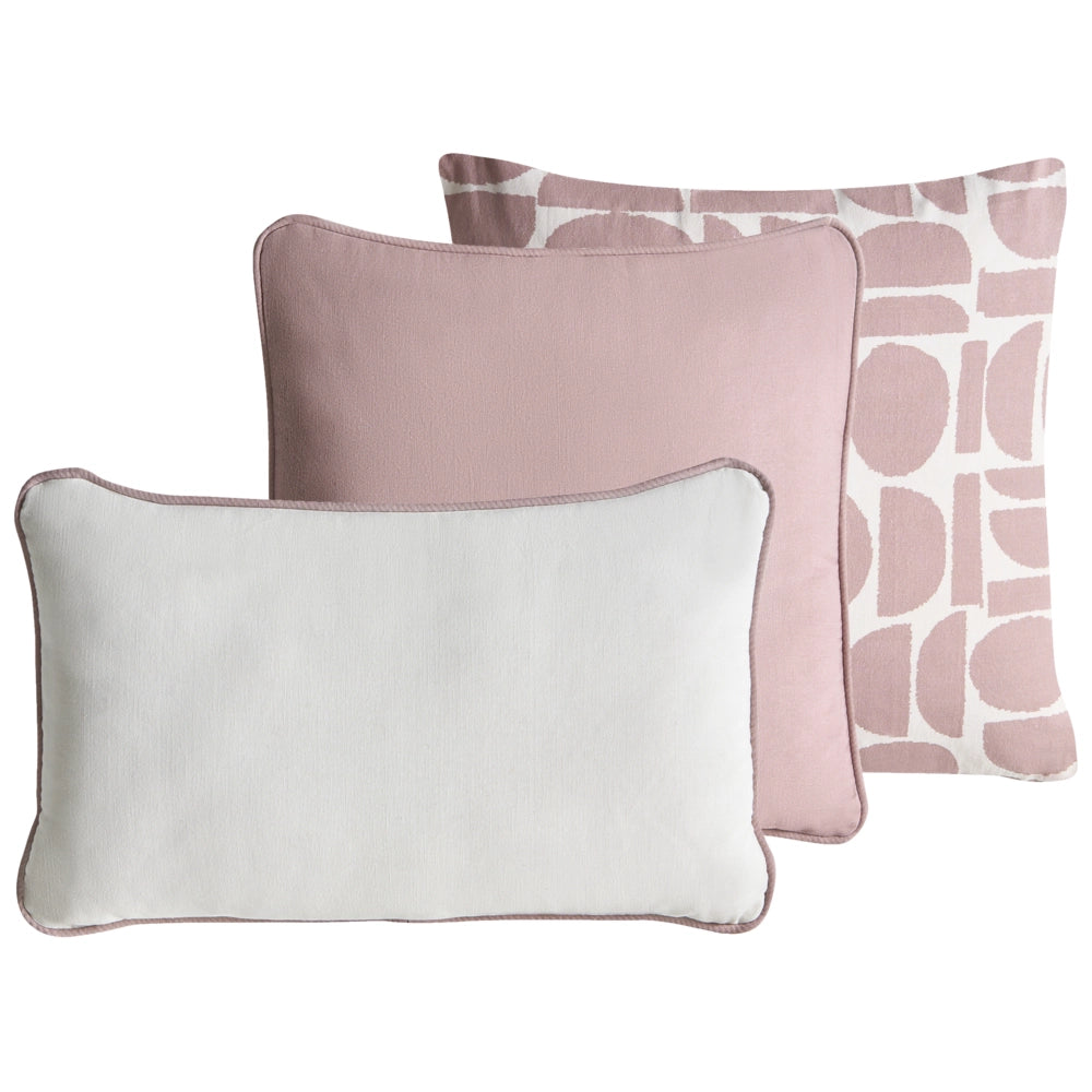 Set di 3 cuscini decorativi in tessuto di cotone rosa 45/30 x 45/50 cm Cuscino decorativo