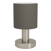 Lampada Scrivania Montetto Acciaio Grigio Tessuto Cappuccino 1 Luce E14 Ip20