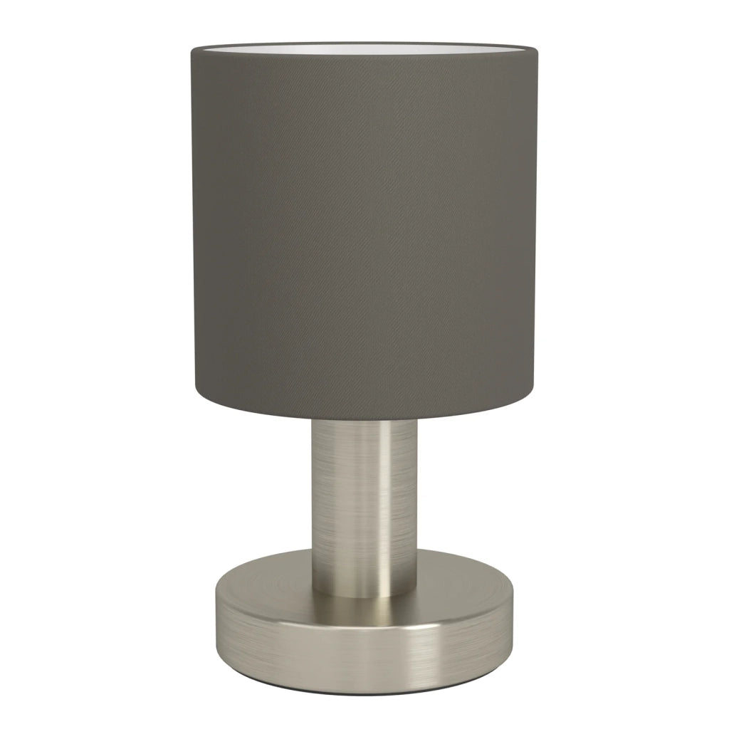 Lampada Scrivania Montetto Acciaio Grigio Tessuto Cappuccino 1 Luce E14 Ip20