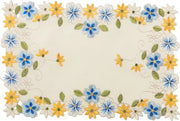 Due doilies rettangolari con fiori a sbalzo giallo blu per placemats decorazioni per matrimonio compleanno cena festa