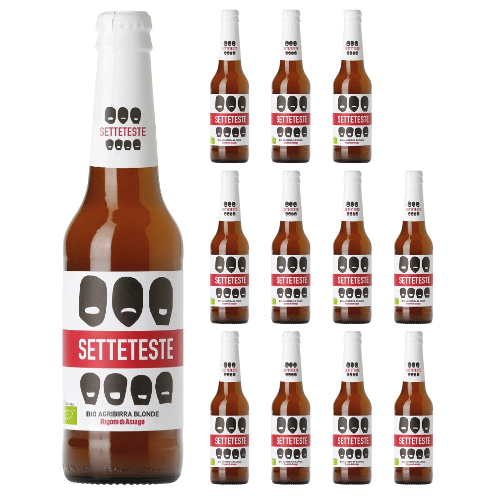 Setteteste birra artigianale bio blonde ale non filtrata di puro malto 12x33 cl