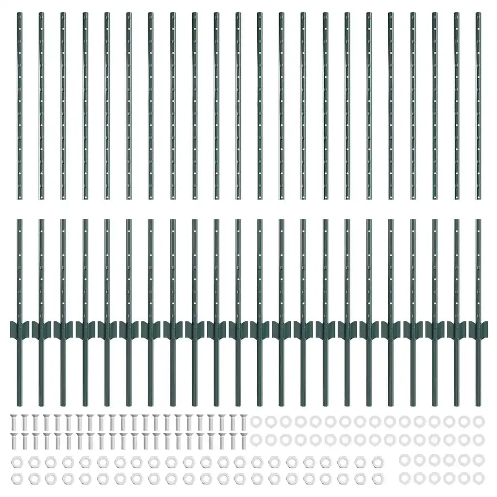 Palo della recinzione 22 pcs Verde 140 cm Acciaio 3335918