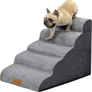 Trappola per cani ampia con 5 gradini, 62 cm alta per piccoli cani, gradini in gomma di alta qualità, copertura lavabile e pavimento antiscivolo