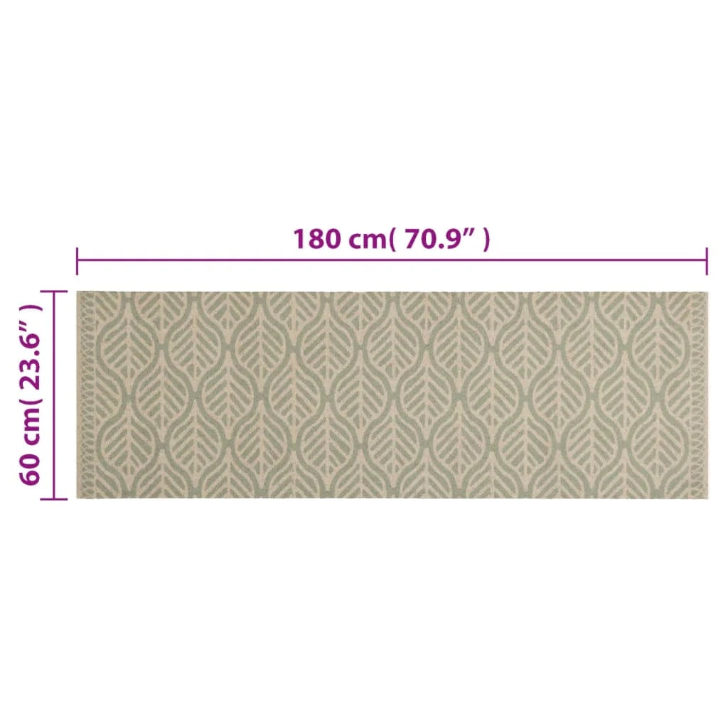 Tappetino da cucina lavabile con stampa a foglie 180 x 60 cm antiscivolo comodo design moderno in velluto verde 02_0056472