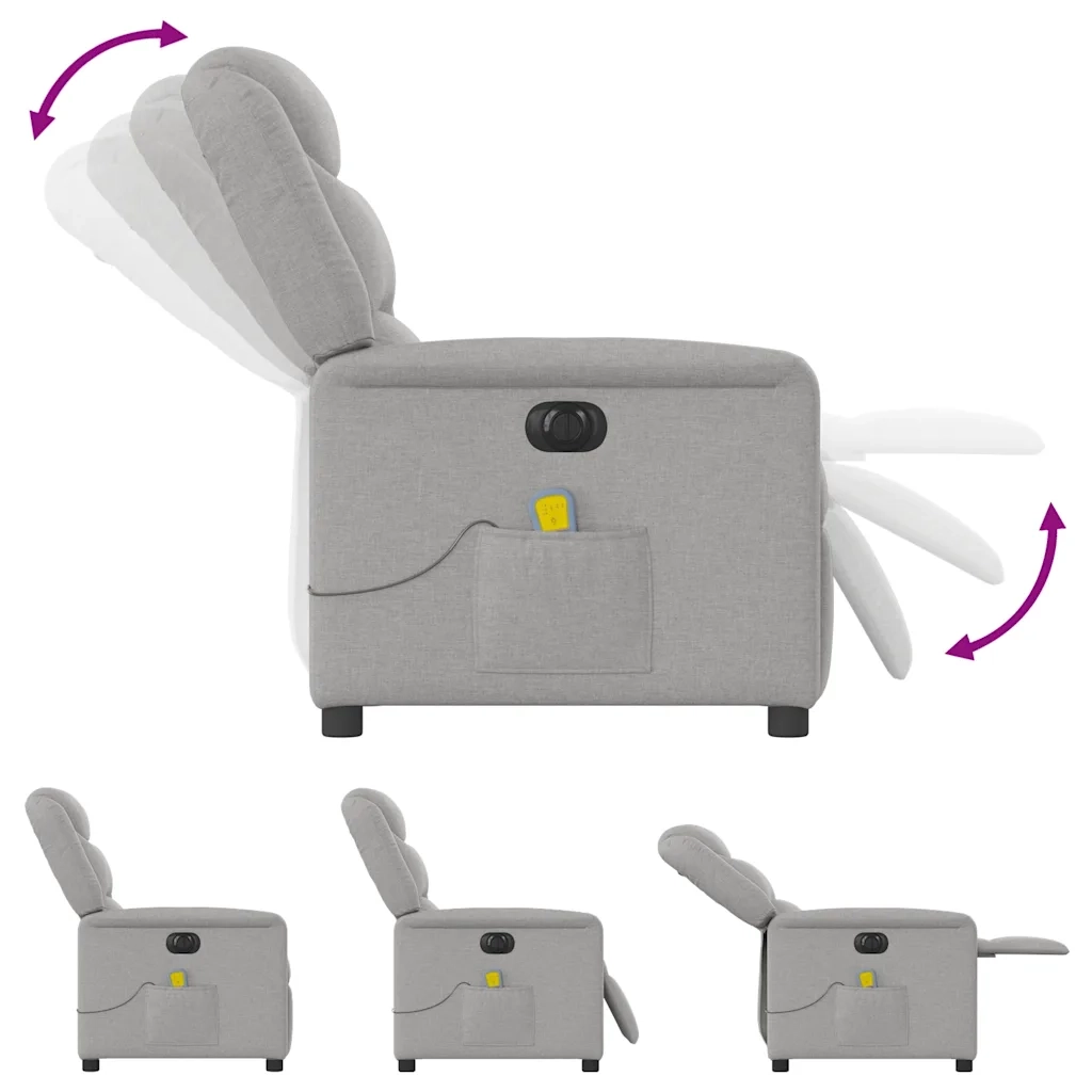 Divano Sedia-Poltrona Reclinabile Massaggio Elettrica Grigio Nuvola Tessuto 965986