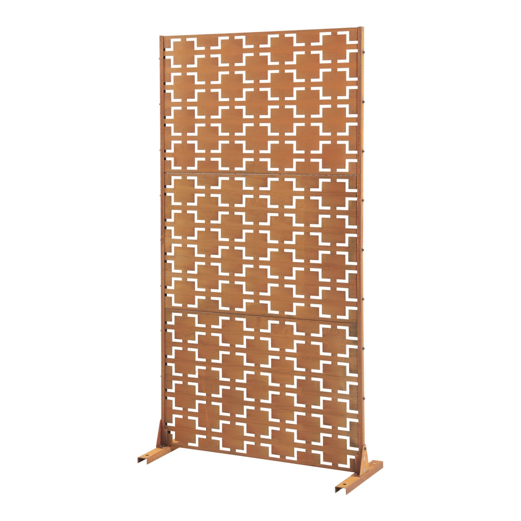 Pannello Divisorio Basciano Struttura Traforata in Acciaio Corten 180 x 90 cm Marrone Ossidato casa.pro