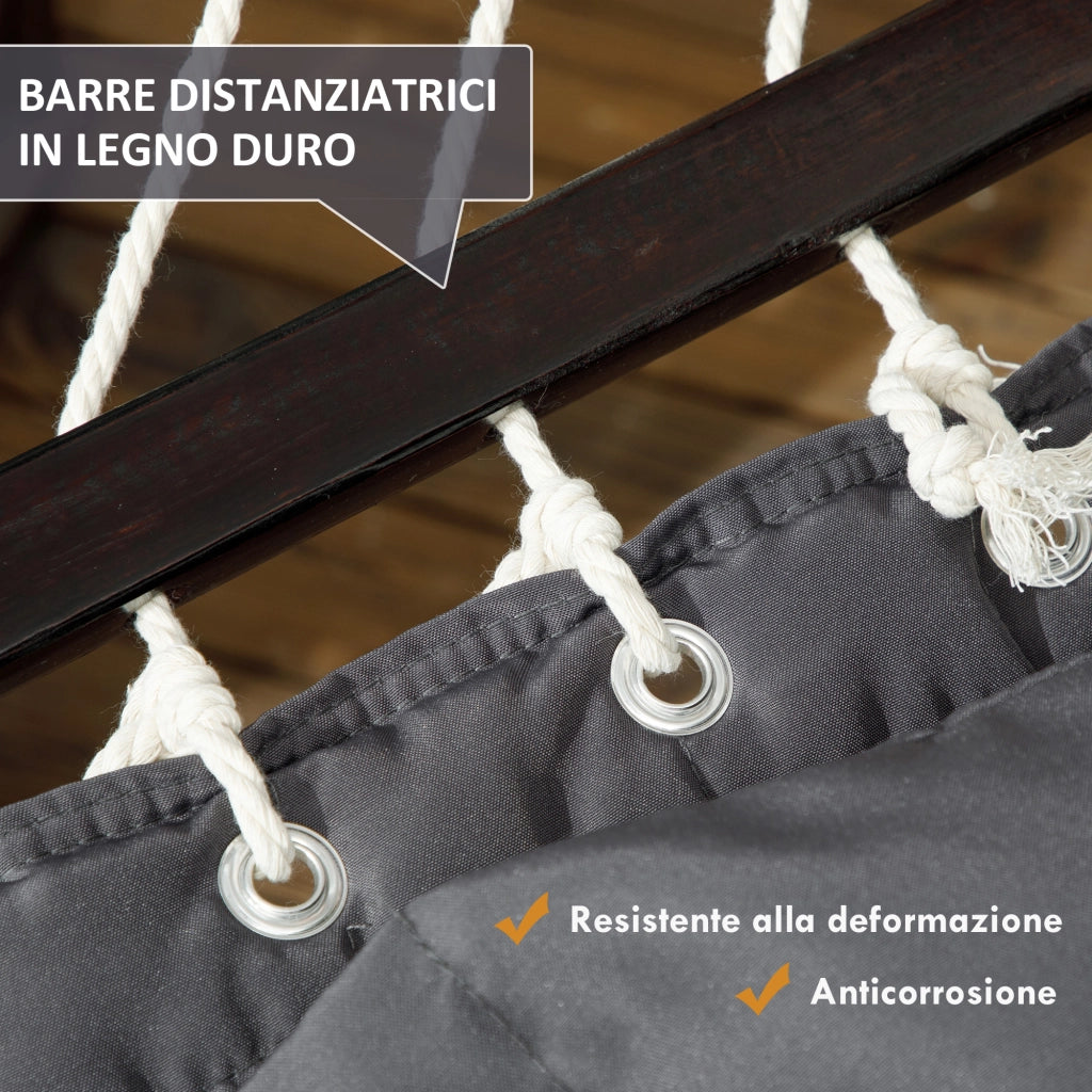 Amaca da Giardino con Cuscino ¨C zephmum ¨C Grigio Scuro, Cotone, Poliestere, Acciaio, 368x93x110 cm