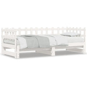 Letto singolo | Letto per adulti | Dormeuse Estraibile Bianca 2x(90x200) cm Legno Massello di Pino