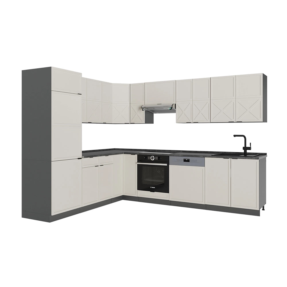 Vicco Cucina angolare completa Grigio/beige/antracite 227 x 287 cm , PL Antracite