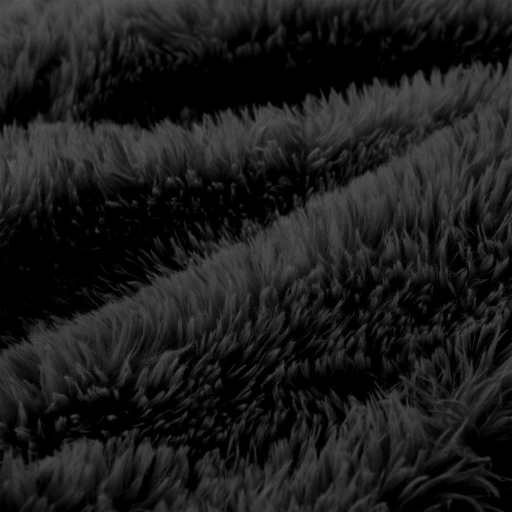 Divano Angolare Modulare 2 Posti con Design Senza Struttura, Cuscini e Base Antiscivolo, in Peluche Nero