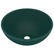 Lavabo rotondo di lusso per bagno lavabo da appoggio lavabo interno per cabina cosmetica 32,5 x 14 cm ceramica verde scuro opaco 02_0002712