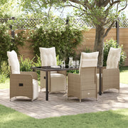 Set da pranzo da giardino 5 pezzi con cuscini Beige Polyrattan