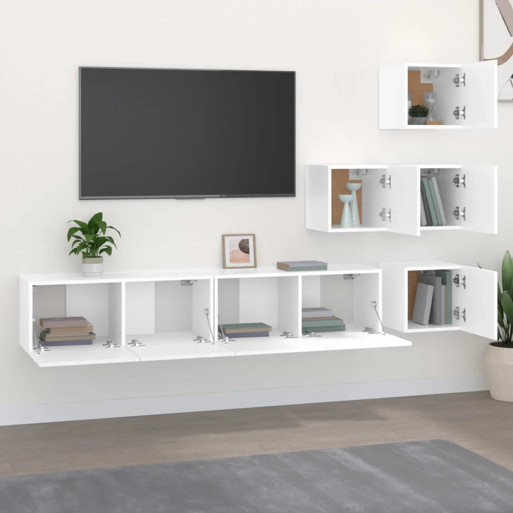 Mobile Porta TV a Parete Bianco in Legno Multistrato 3114574