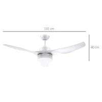 Ventilatore da Soffitto con Luce LED a 3 Modalità con Telecomando, 6 Velocità, Φ132x40cm