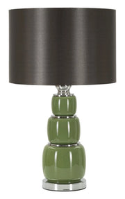 Lampada da Tavolo Eva Three Ø33x57 cm in Vetro e Ferro e Tessuto Bianco e Grigio