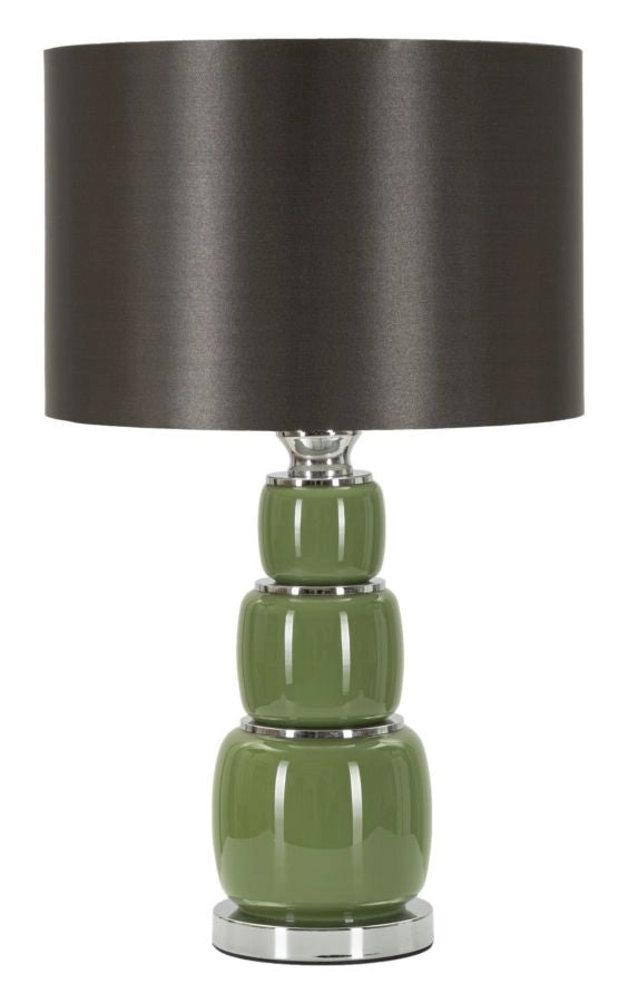 Lampada da Tavolo Eva Three Ø33x57 cm in Vetro e Ferro e Tessuto Bianco e Grigio
