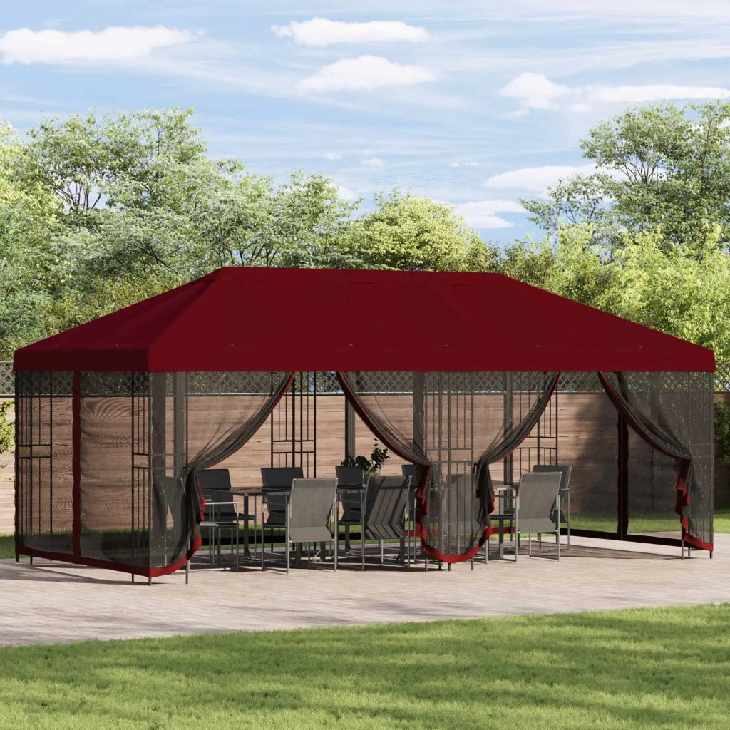 Gazebo con pareti laterali 6 x 3 m Borgogna 3376004