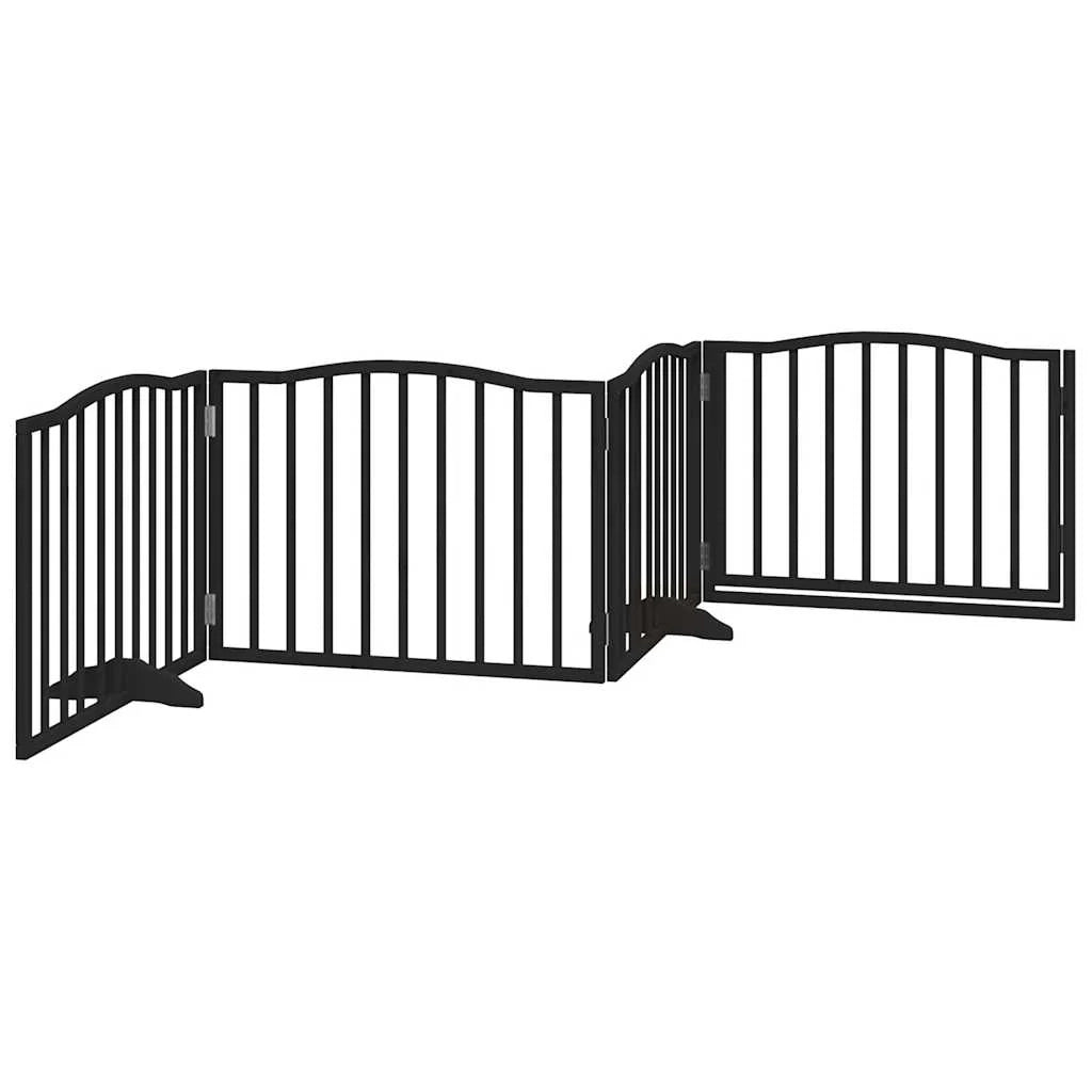 Cancelletto e porta di sicurezza per animali domestici 4 pannelli legno di pioppo nero 02_0023352