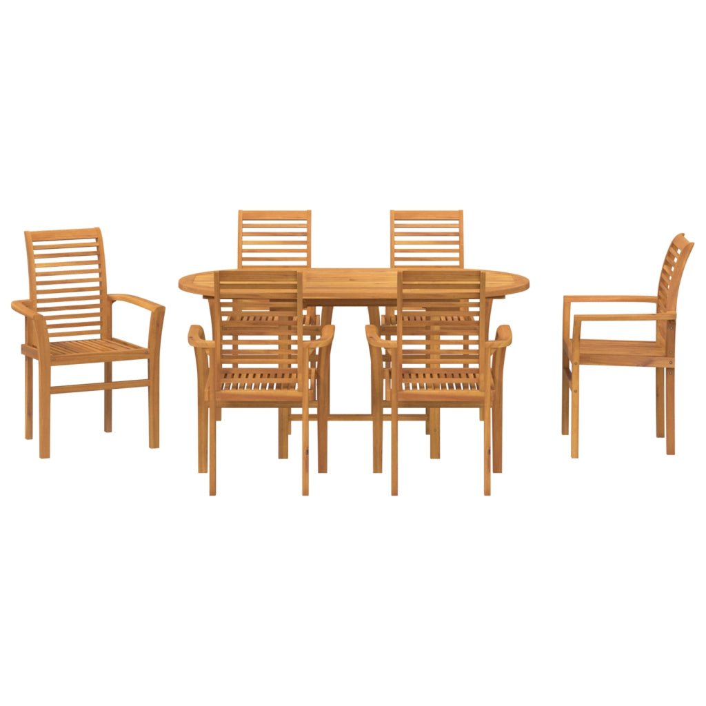 Set da Pranzo da Giardino  in Legno Massello Teak a 7 Pezzi