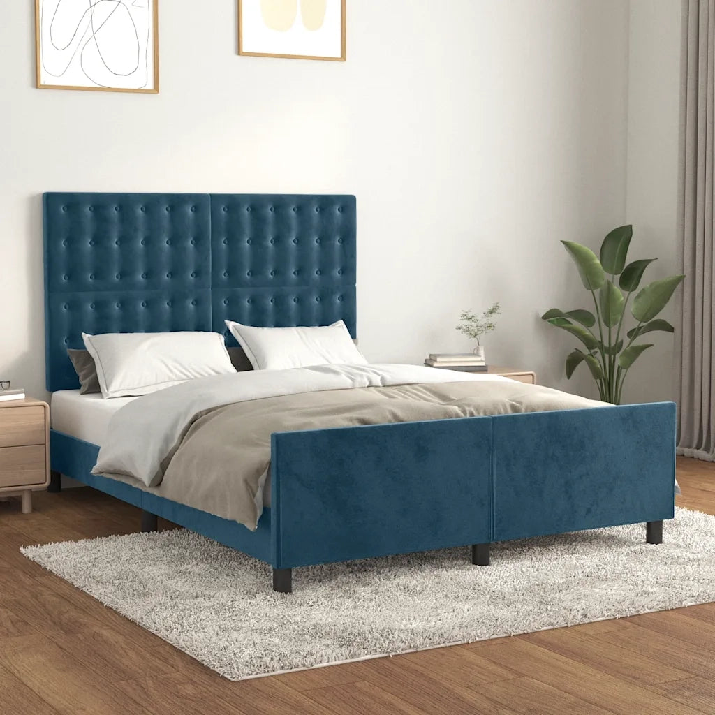 Giroletto senza Materasso Blu Scuro 140x200 cm Velluto