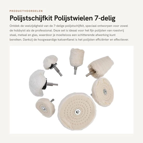 Kit di pulitura a setola di cotone 7 pezzi - Puliwheels a setola di cotone - Attrezzatura per pulitura - 1/4 Pollici Chiave - Per metallo/vetro - Effetto di pulitura shockresistente - Set di puliwheels