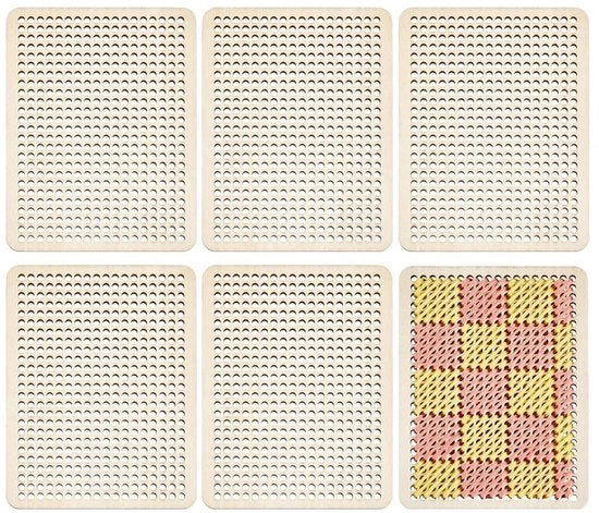 Pannelli di cucito in legno da 6 pezzi - rettangolari - leggeri - duraturi - 85x65mm, 3mm di spessore