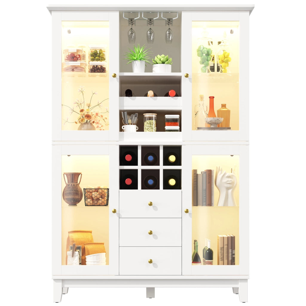 Mobile Cantinetta Vino con LED ¨C Xylo ¨C Nero/Bianco, 3 Cassetti, 180x120x40cm