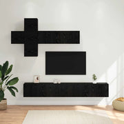Set mobile TV 7 pcs Rovere Nero Legno ingegnerizzato
