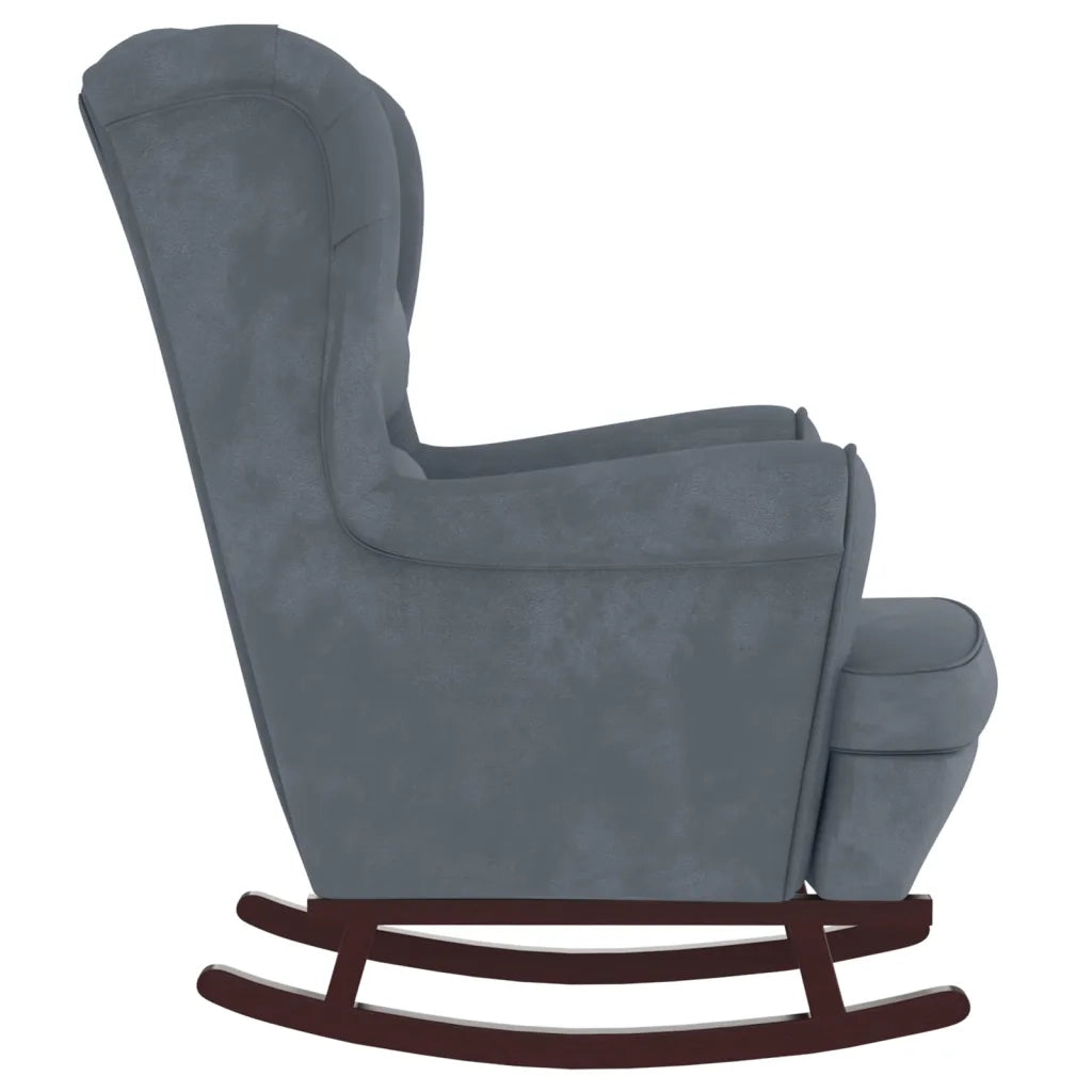 Sedia a dondolo con schienale alto in velluto grigio scuro 3121231