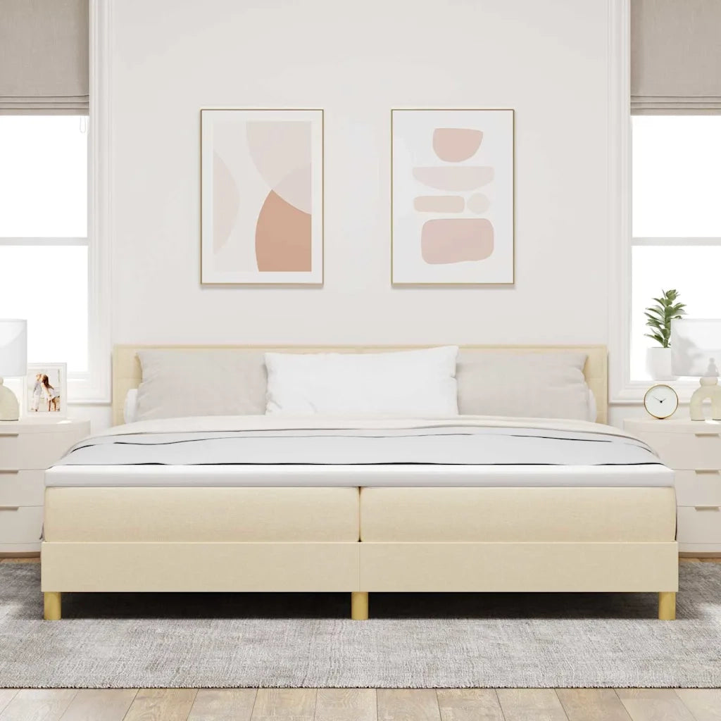 Letto a molle con cuscino Crema 200 x 200 cm Tessuto 3338872