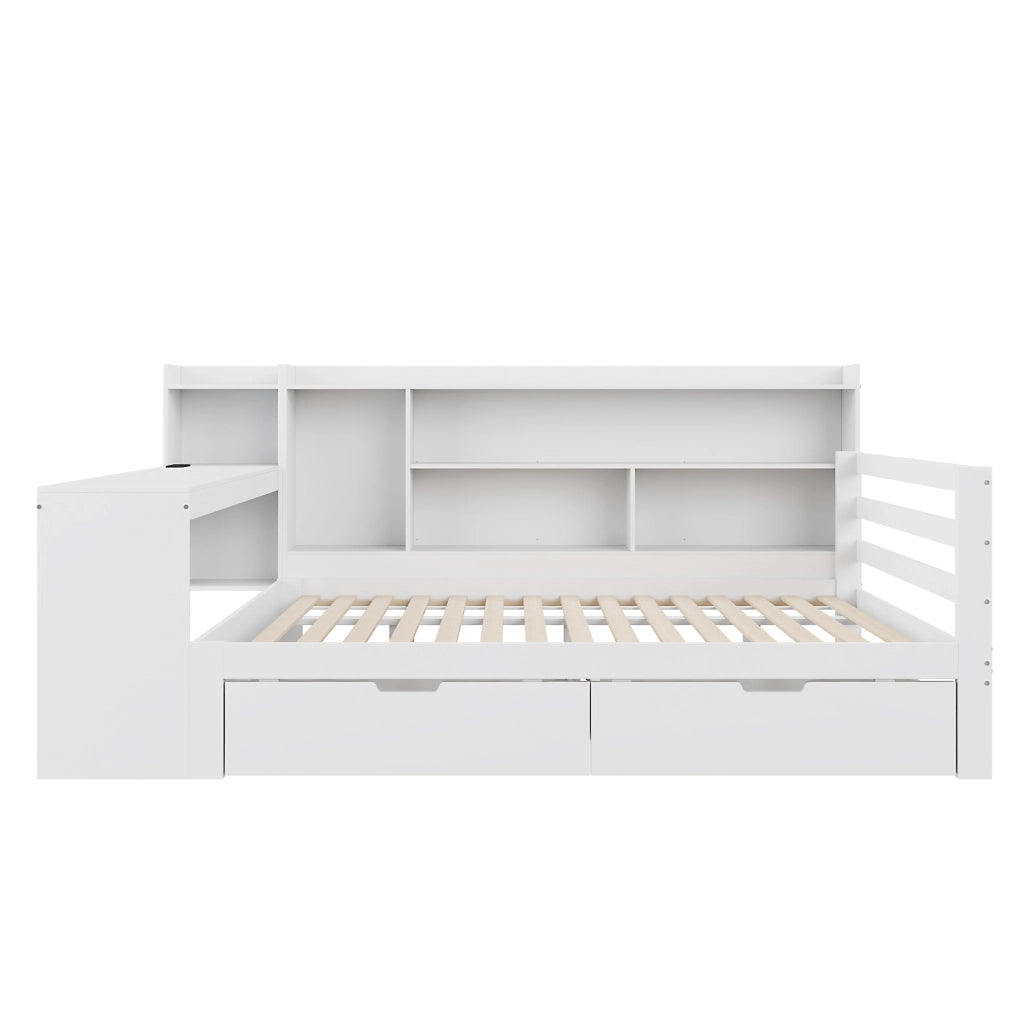 DIVANO LETTO Multifunzionale 140x200 cm Legno Bianco con scrivania e presa