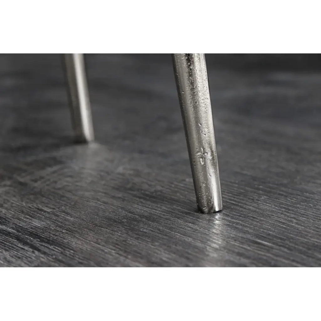 Tavolini bassi nidificati VORTEX argentati in alluminio - set di 2 tavoli design asimmetrici