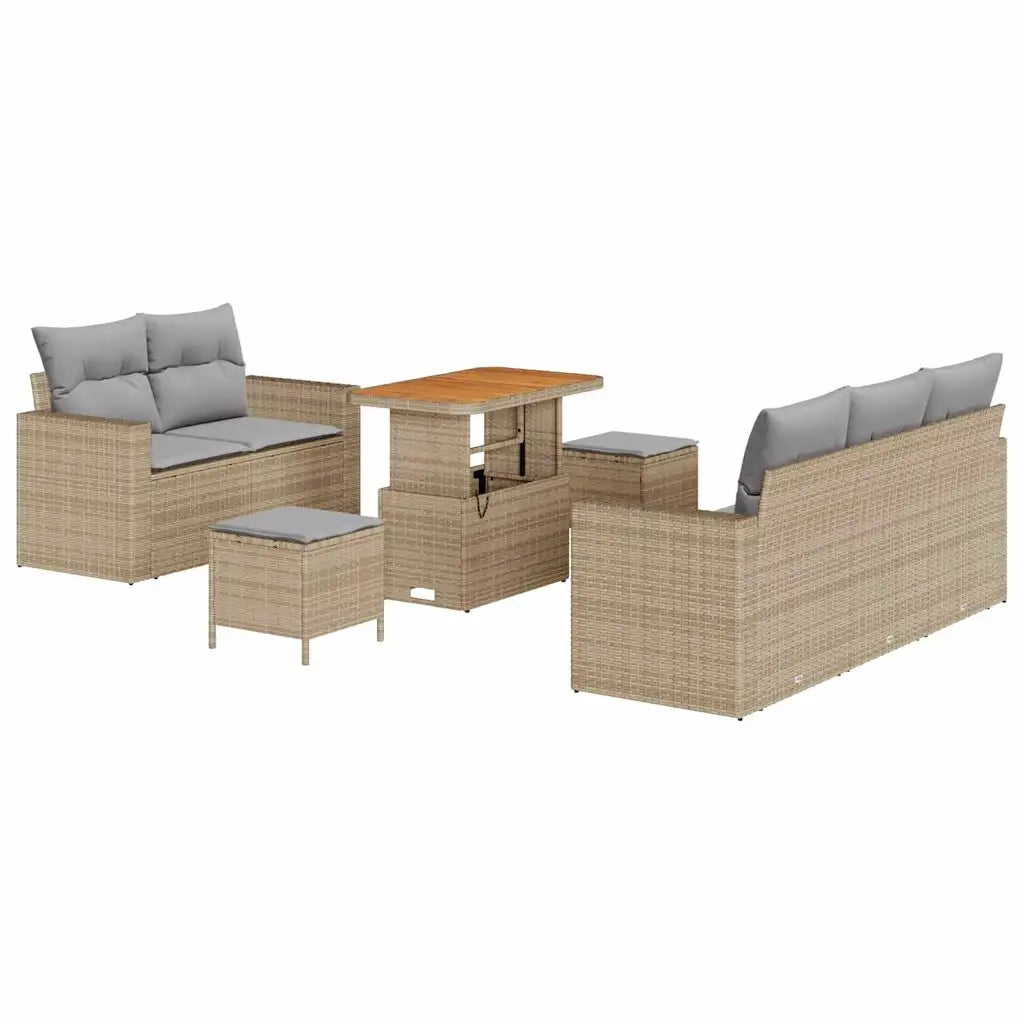 Set Divano da Giardino con cuscino 8 pcs Beige polyrattan 3361562