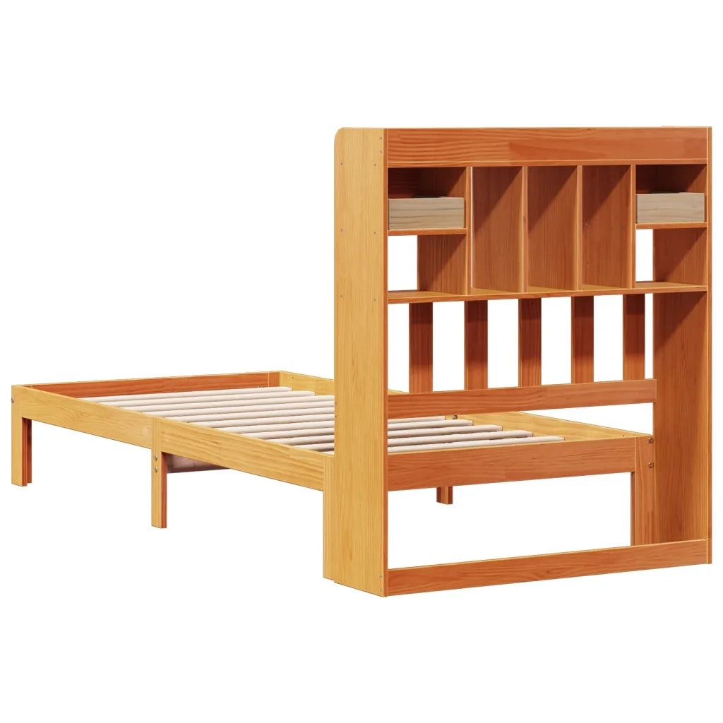 Letto Libreria senza Materasso Marrone Cera 75x190 cm in Pino 3322611
