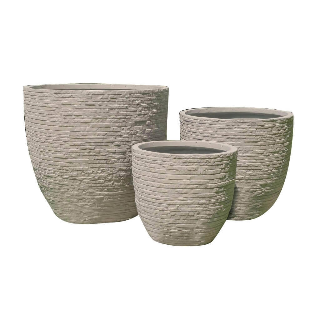 Set di 3 vasi da Giardino in Fibra di argilla cm 44x44x39 - DUDLEY