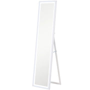Specchio Illuminato con Luci LED Regolabili e Pulsante Touch 40x5x160 cm in Vetro e MDF Bianco