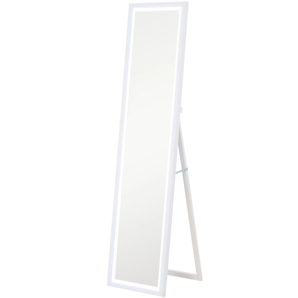 Specchio Illuminato con Luci LED Regolabili e Pulsante Touch 40x5x160 cm in Vetro e MDF Bianco