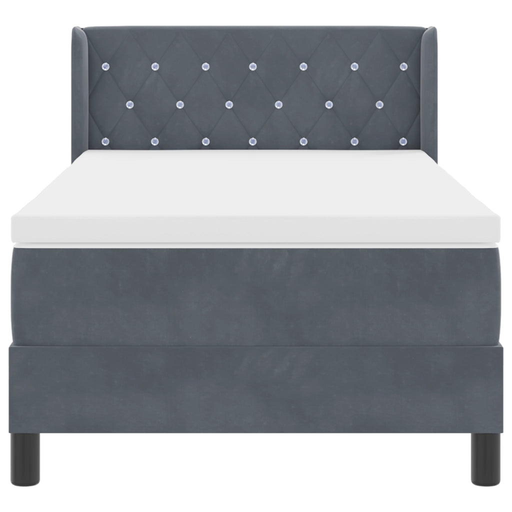 Letto Box Spring con Materasso Grigio Scuro 90x200 cm Velluto