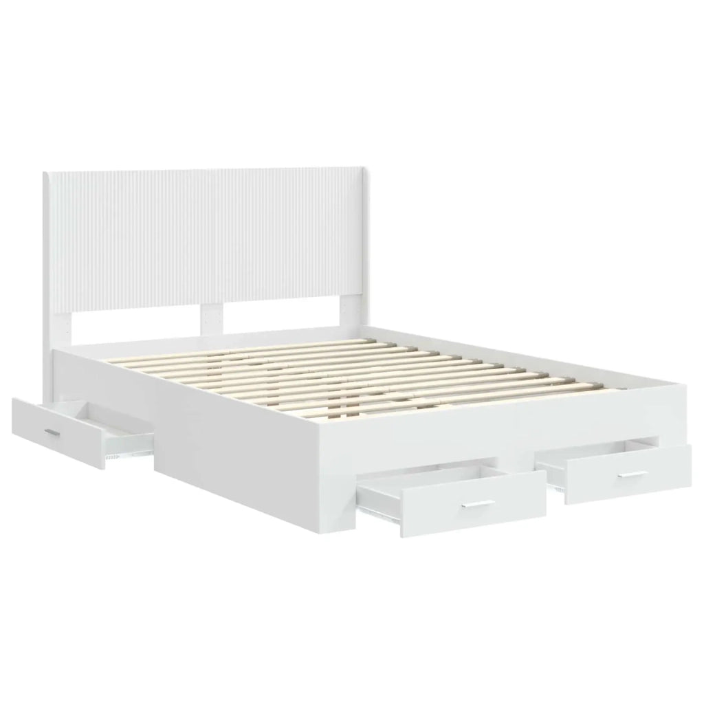 Struttura del letto con stoccaggio e testata Bianco 3414109