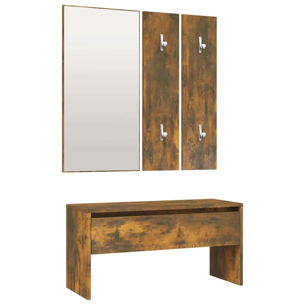 Set di Mobili da Corridoio Rovere Fumo in Legno Multistrato 3120194