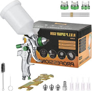 Verfspuitpistool HVLP ad alta efficienza di atomizzazione - 3 diffusori (14-17-20 mm) - 600 cc - contenitore di vernice.