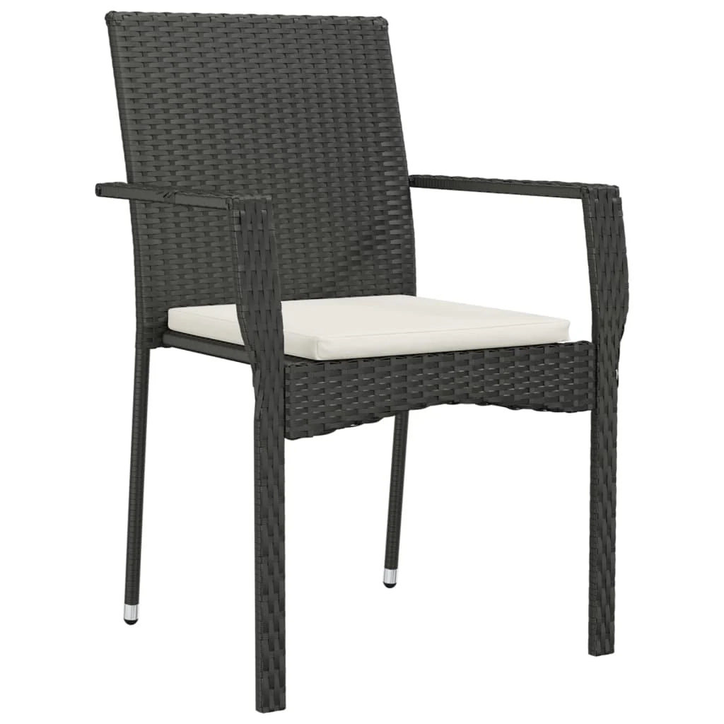Set da pranzo da giardino in vimini sintetico nero composto da 5 pezzi e cuscini 02_0014875