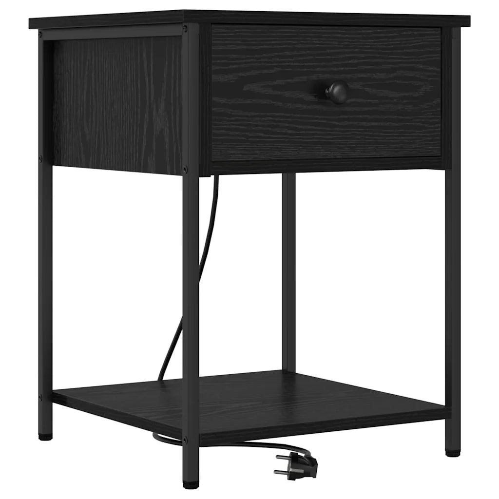 vidaXL Armadio da Notte con cassetto 2 pcs Rovere nero 42 x 41 x 56 cm
