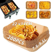 Pannellini per Airfryer 22 x 14 cm, 200 pezzi Pannellini per Airfryer con rivestimento antiscivolo impermeabili e resistenti all'olio, Pannellini per Airfryer compatibili con Airfryer da 7,6L-9,5L, Accessori per Airfryer compatibili con AF300EU, AF400EU