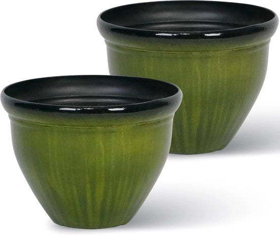 Piantine in plastica verde a forma di perla con fori di drenaggio, diametro 12,7 cm, altezza 10,2 cm - 2 pezzi, piantine luccicanti a forma di perla - piantine leggere per uso interno ed esterno