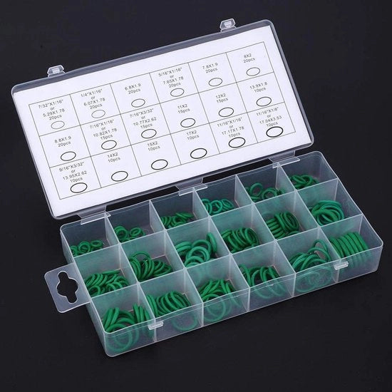 Anello di assorbimento in gomma nitrile - Set di anelli per alte temperature - Aderenza per applicazioni idrauliche/pneumatiche - Impermeabile all'acqua - Duraturo - Scatola di contenimento in plastica con coperchio - Anello di sigillatura