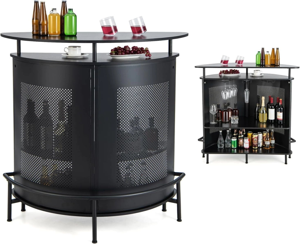 Mobile Portabottiglie a 4 Livelli, Portabottiglie per Vino da Terra con 2 Ripiani Porta Vini e Porta Calici, per Cantine, Sala da pranzo e Cucina (Naturale, 120 x 50 x 106,5 cm)