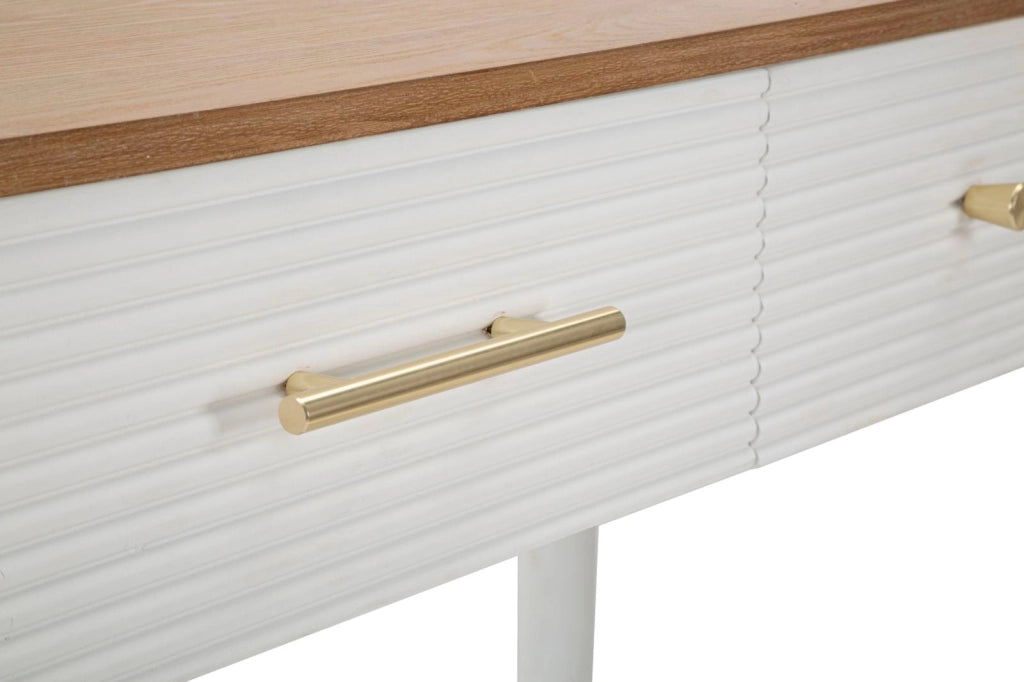 Console Fissa Matera 107x80x37 cm in Legno MDF e Ferro Bianco/Marrone