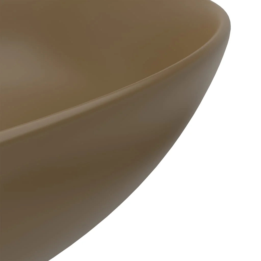 Lavandino rotondo per bagno lavabo da appoggio lavabo per WC lavello da cucina lavabo per sala trucco arredamento per la casa diametro 28 cm ceramica crema opaca 02_0002727