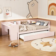 Letto con scrivania e libreria - Xylo - 90x200 - Rosa